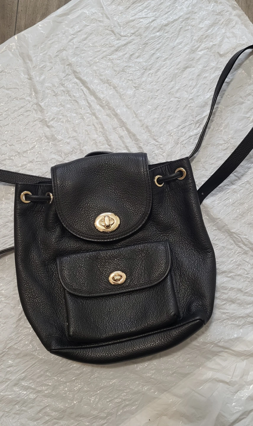 Coach Black Leather Backpack