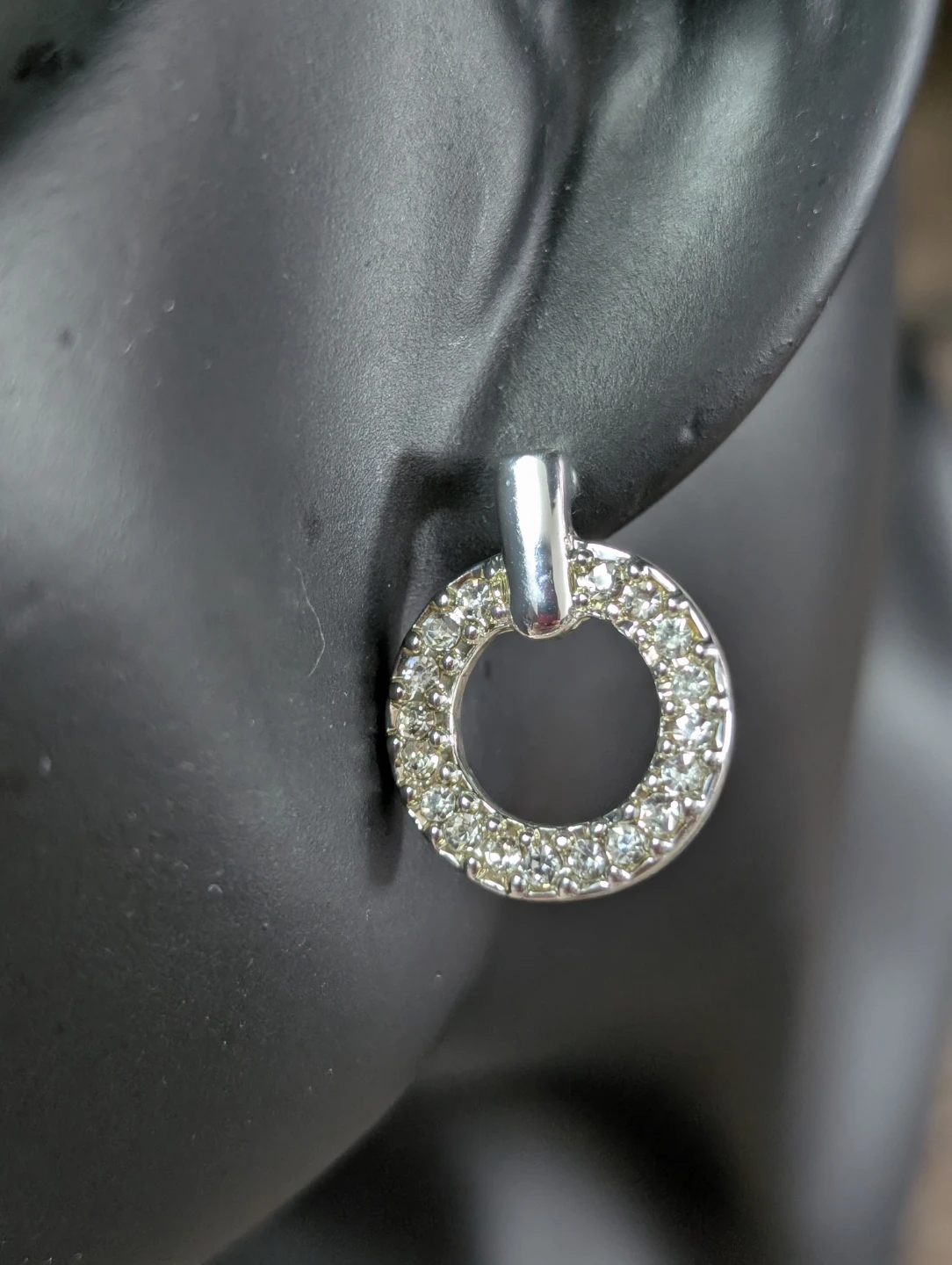 Silver Circle Earrings with Rhinestones - photo 3