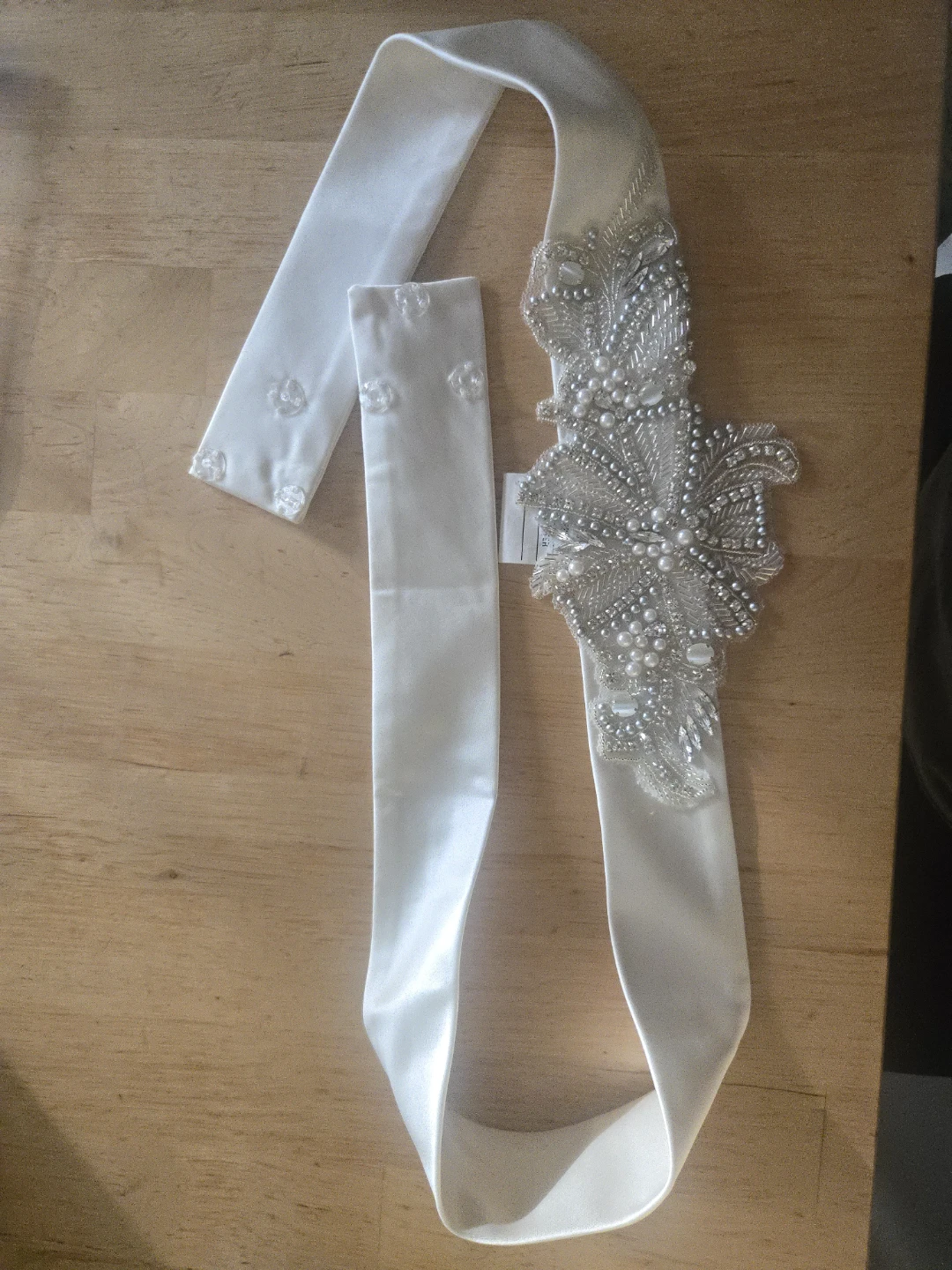 Alabaster Beaded Bridal Sash 43" Long - photo 3