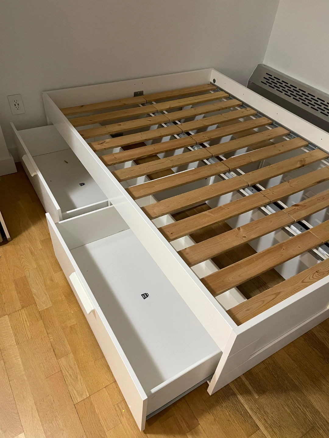 White double Storage Bed Frame with Drawers and mattress - photo 3