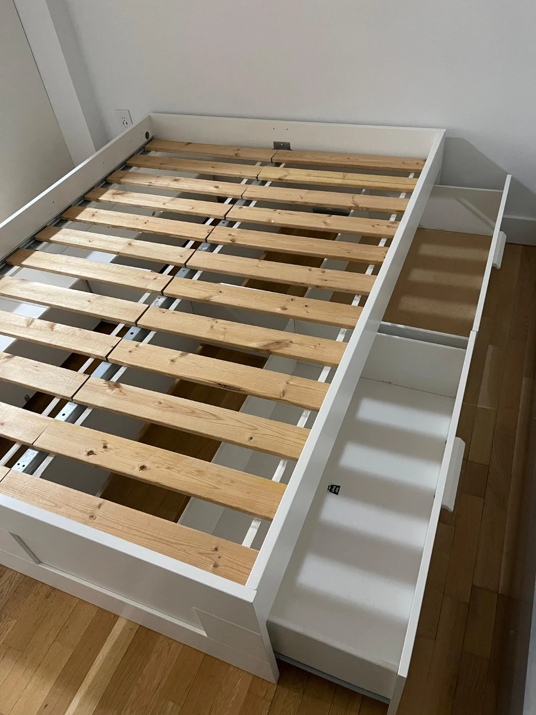 White double Storage Bed Frame with Drawers and mattress - photo 4