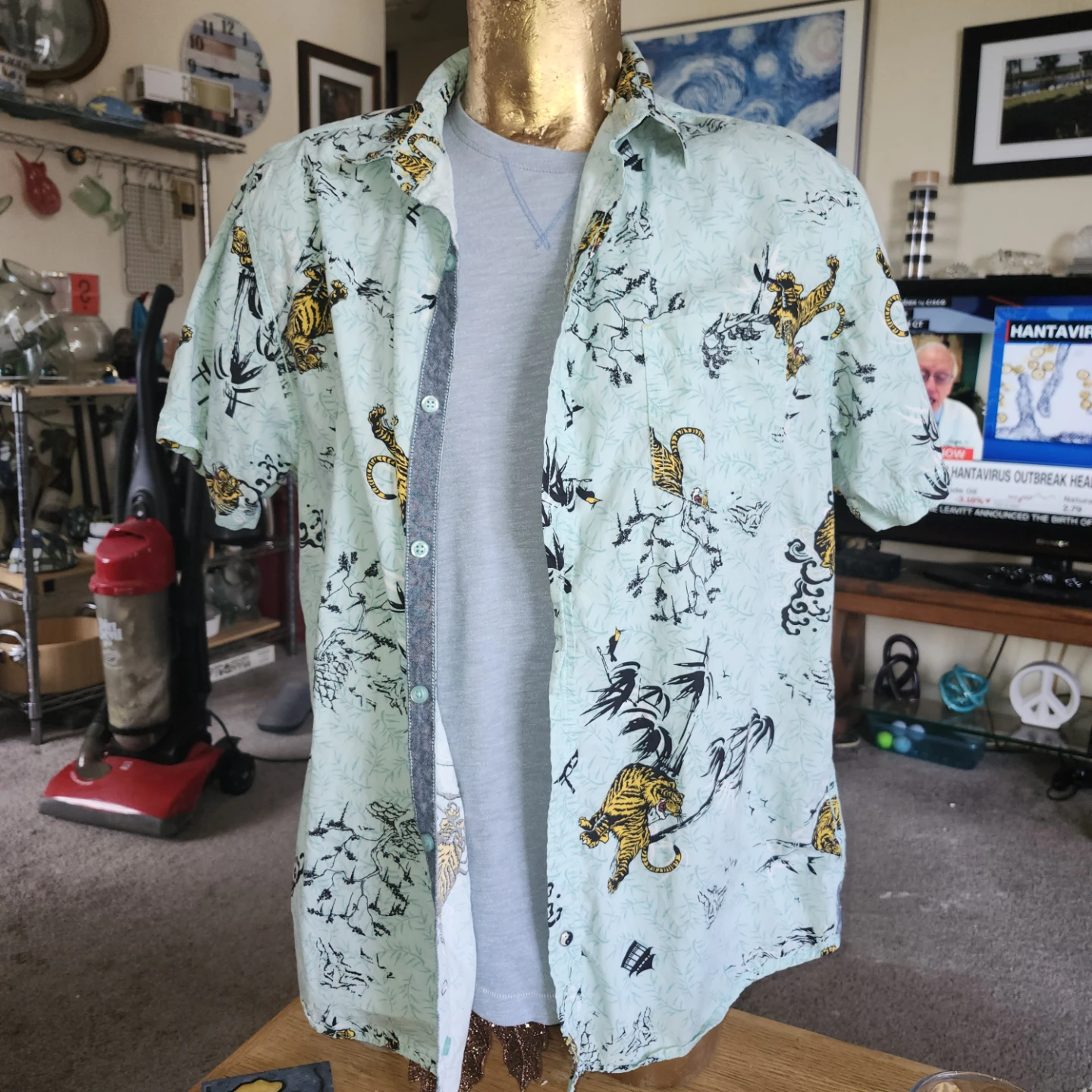 Disco Panda Slim Fitting Tiger Print Short Sleeve Shirt XL - photo 3