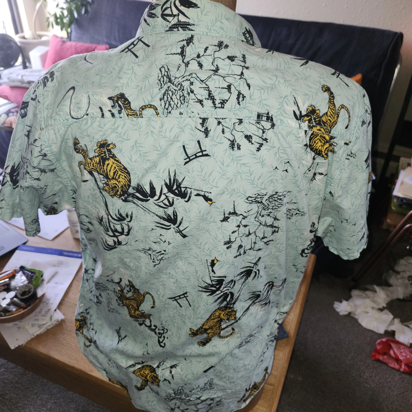 Disco Panda Slim Fitting Tiger Print Short Sleeve Shirt XL - photo 4