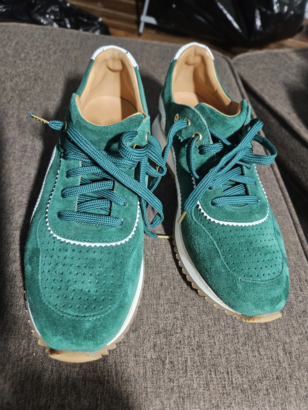 Angela Scott Emerald Green Suede Sneakers