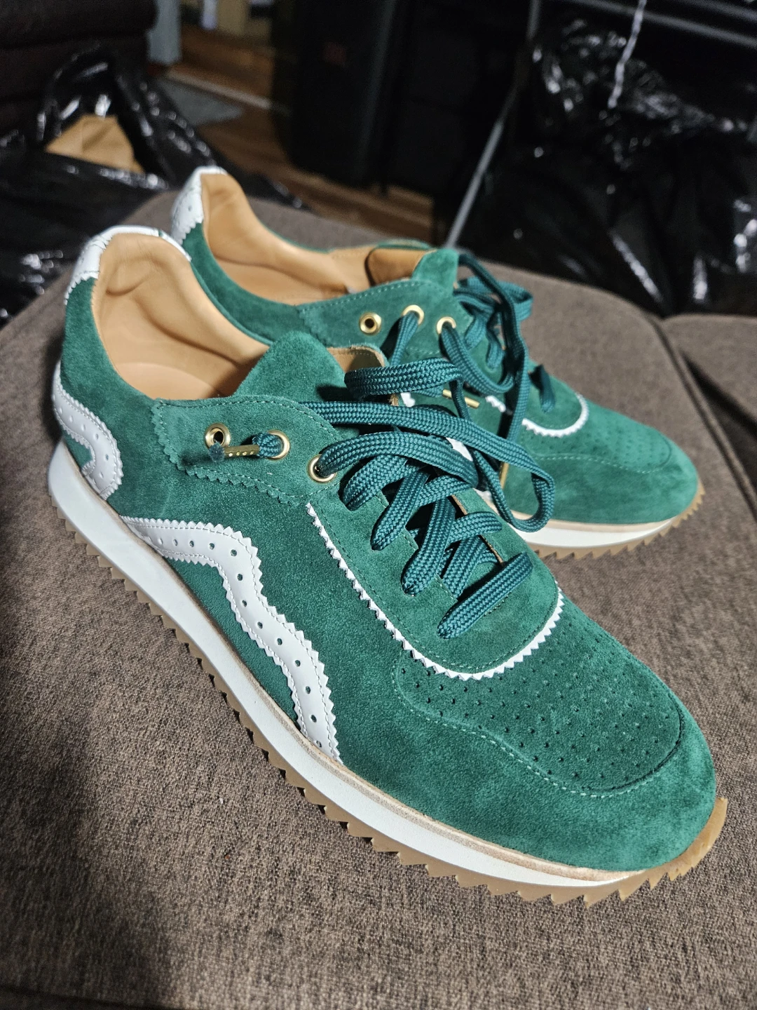 Angela Scott Emerald Green Suede Sneakers - photo 2