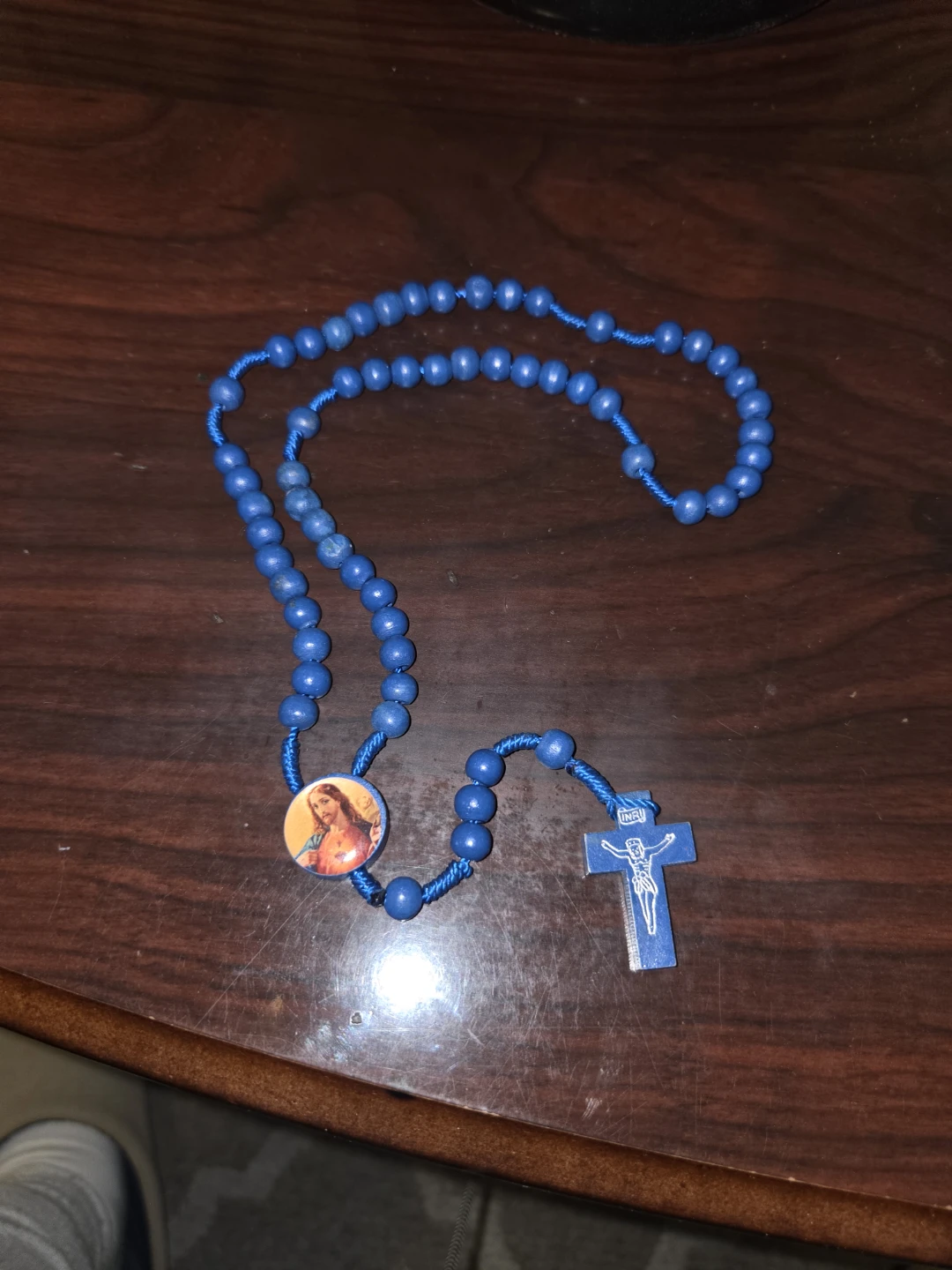 Blue Wooden Rosary Beads