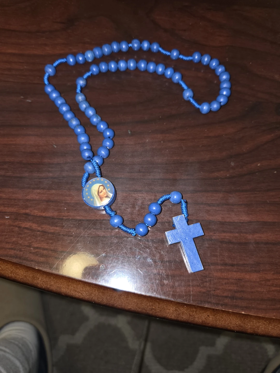 Blue Wooden Rosary Beads - photo 2