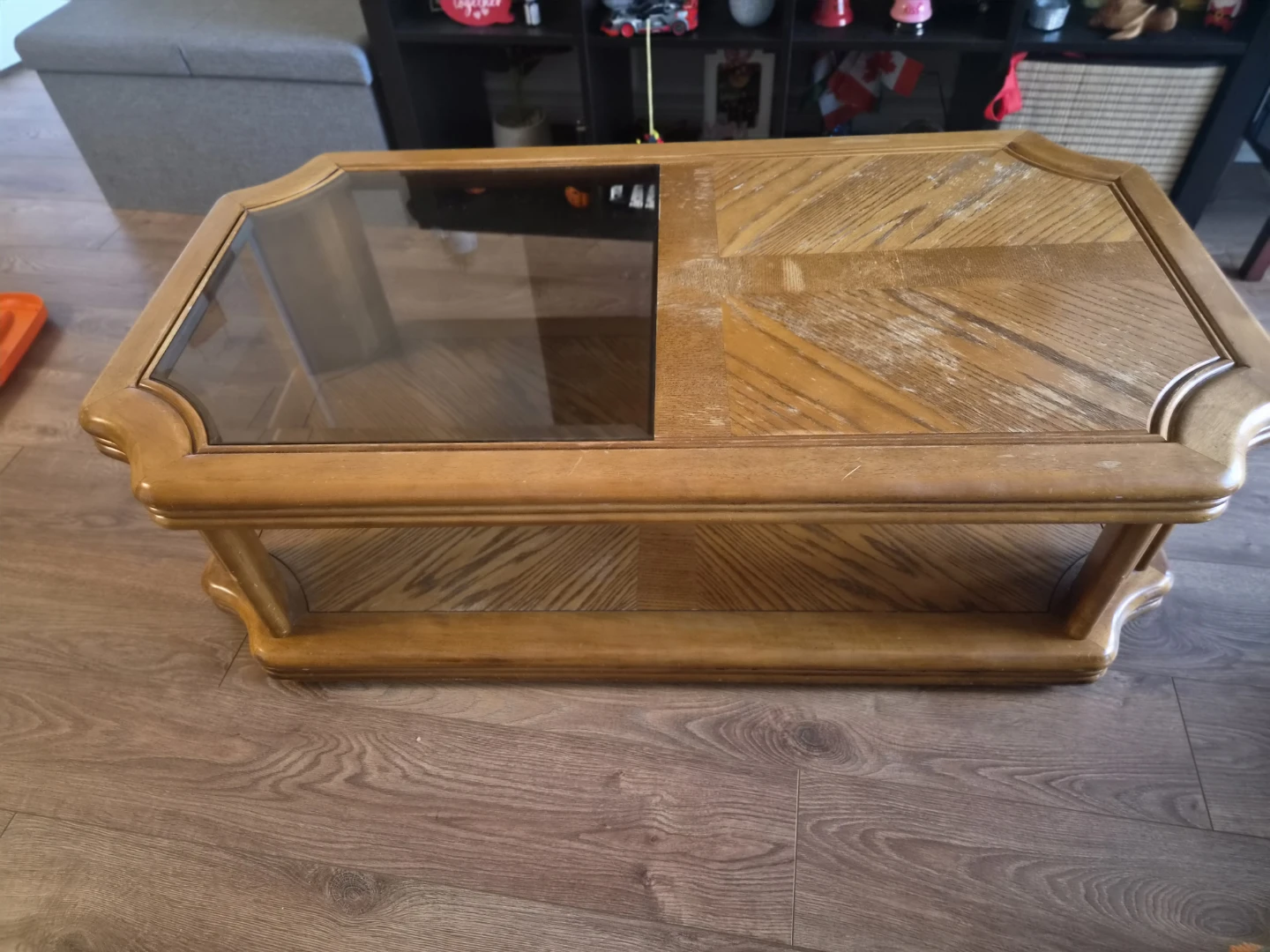 Wooden Coffee Table with Glass Insert