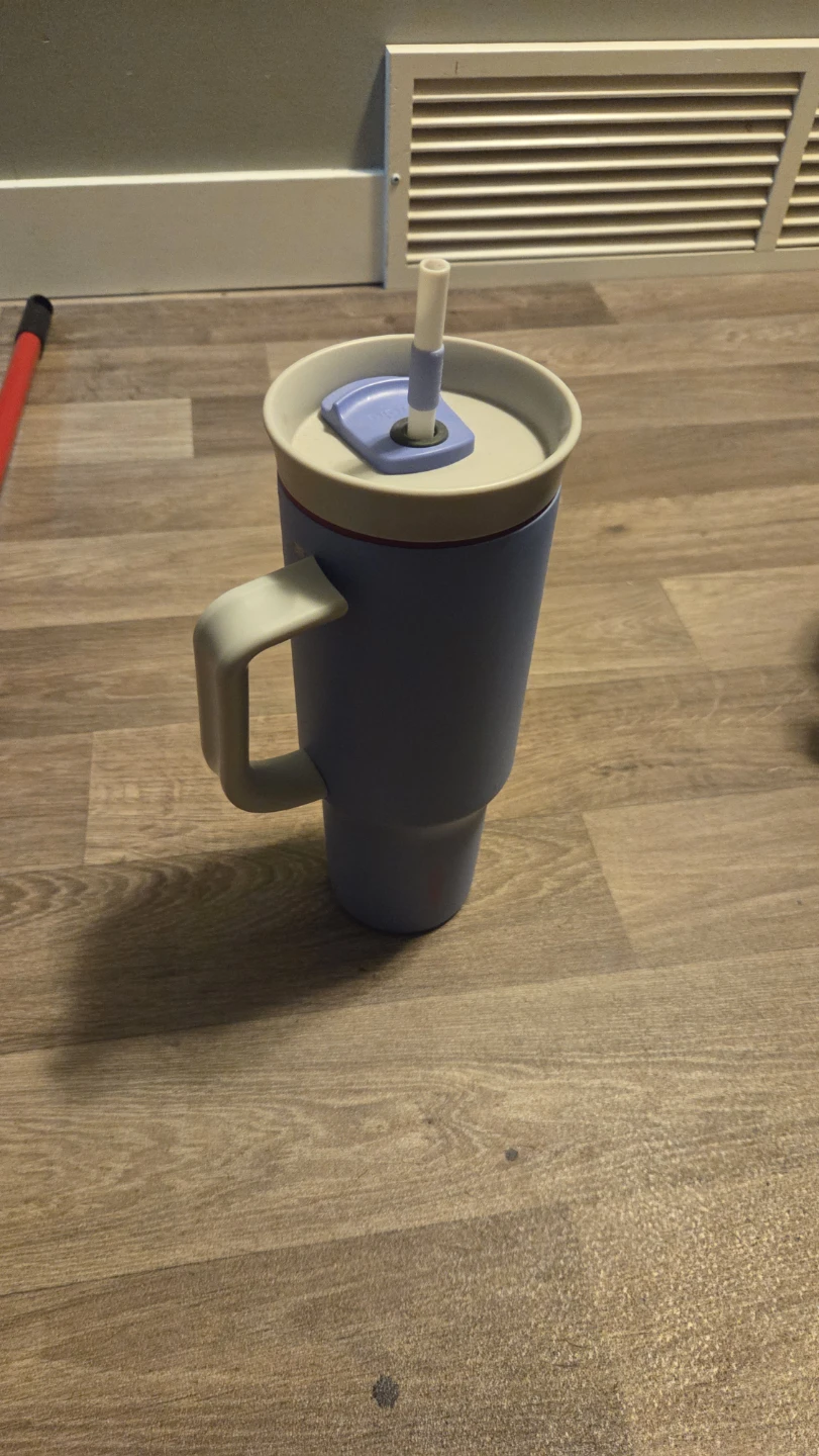 Light Blue Tumbler with Handle and Straw