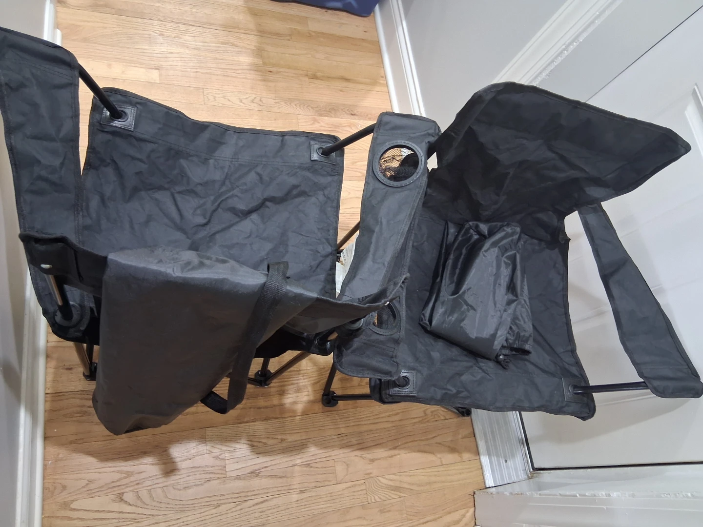 Black Folding Camping Chair with Cup Holder