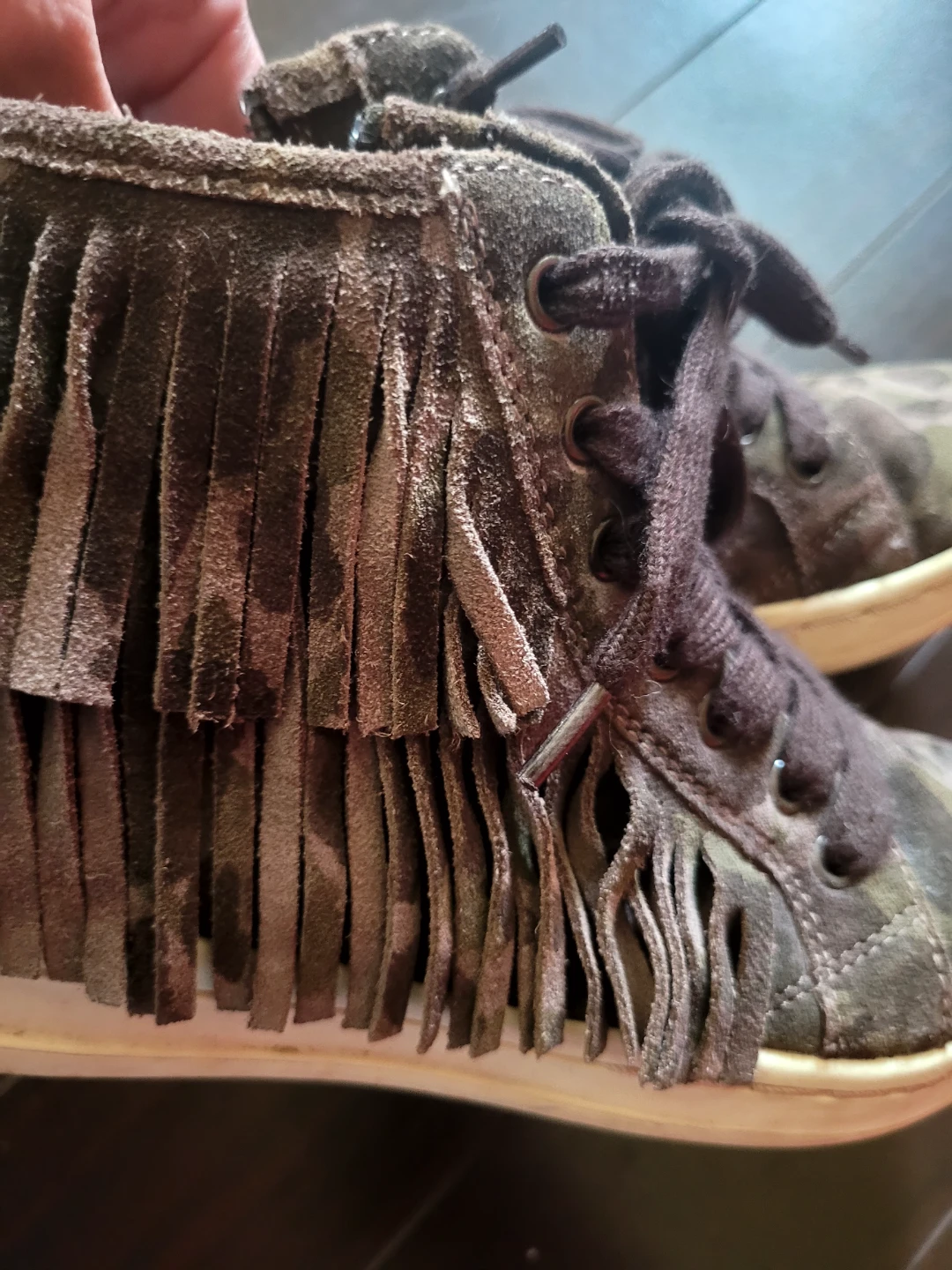 Geox Camo Fringe High Top Sneakers Size 34 - photo 3