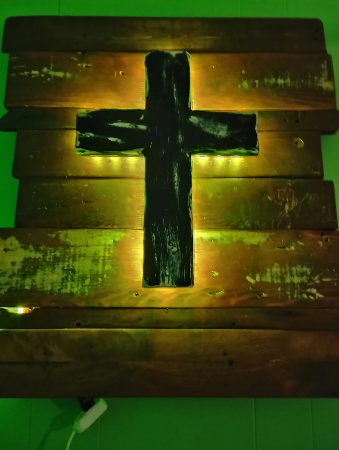 Rustic Wooden Cross with LED Lights - photo 3