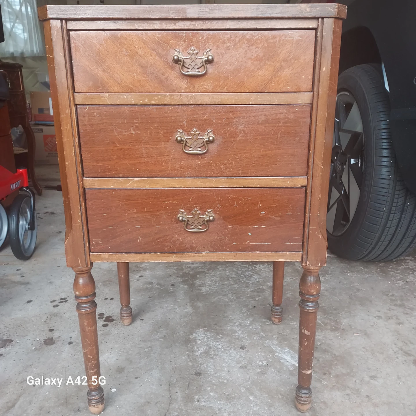 Vintage 3-Drawer Wooden Side Table