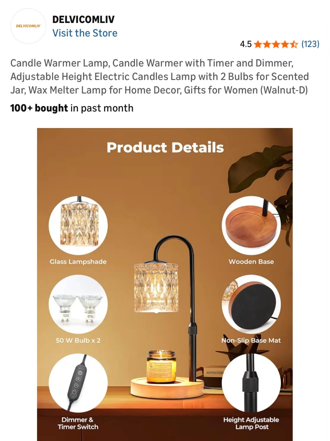 Candle Warmer Lamp with Timer & Dimmer - photo 2