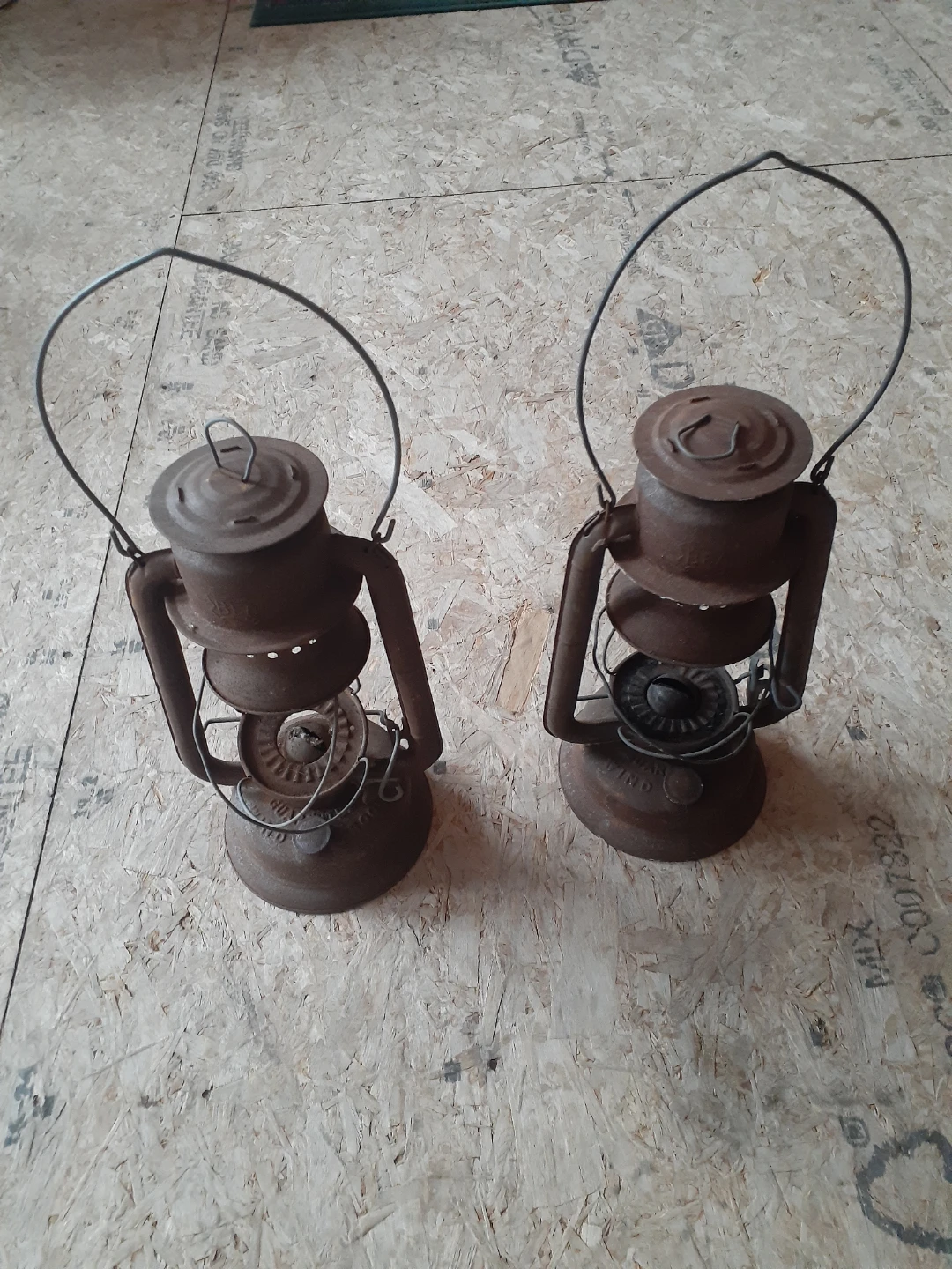 Pair of Vintage RUSTIC OIL Lanterns
