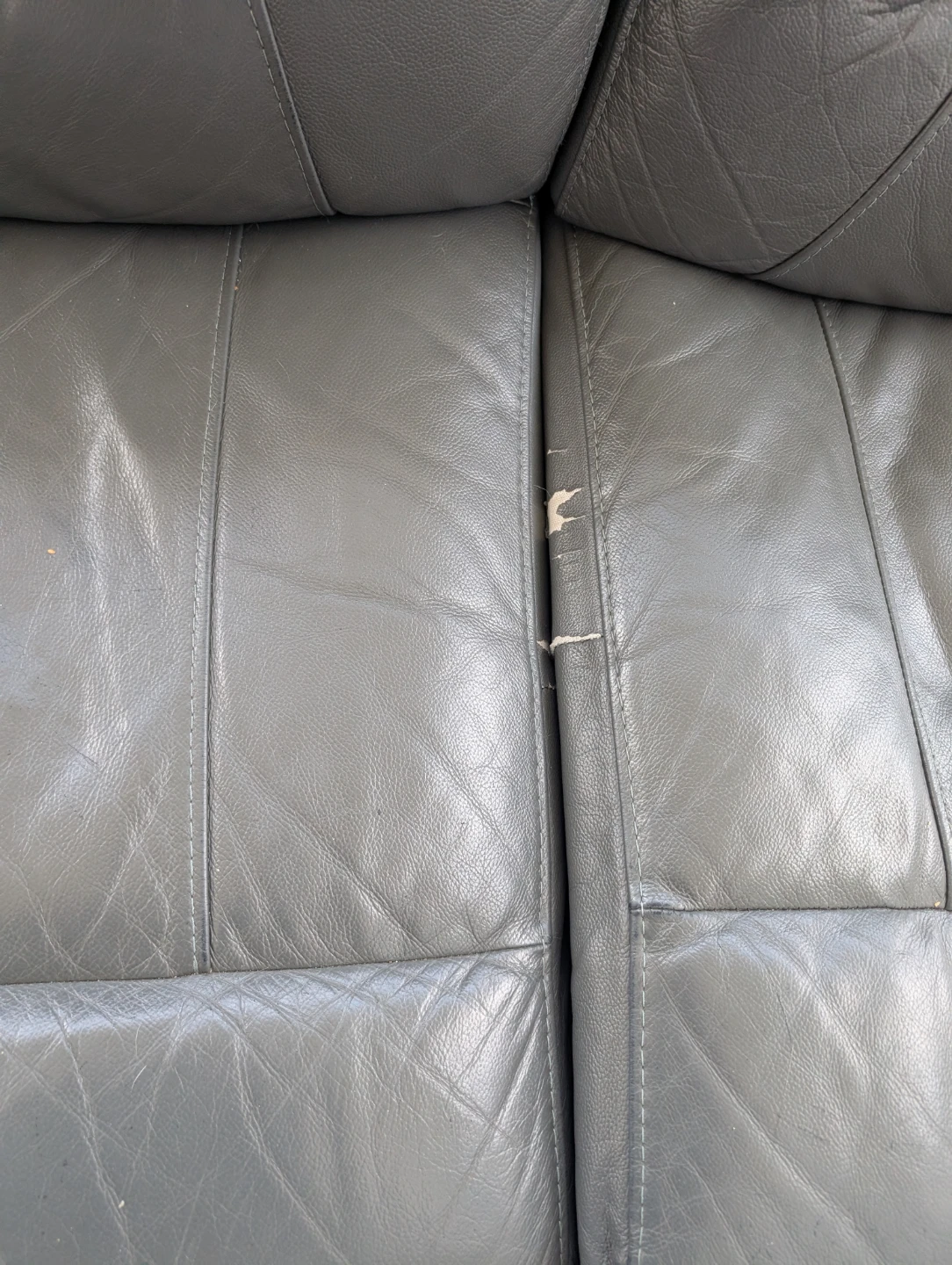 Grey Leather Sofa - Some Wear - photo 3