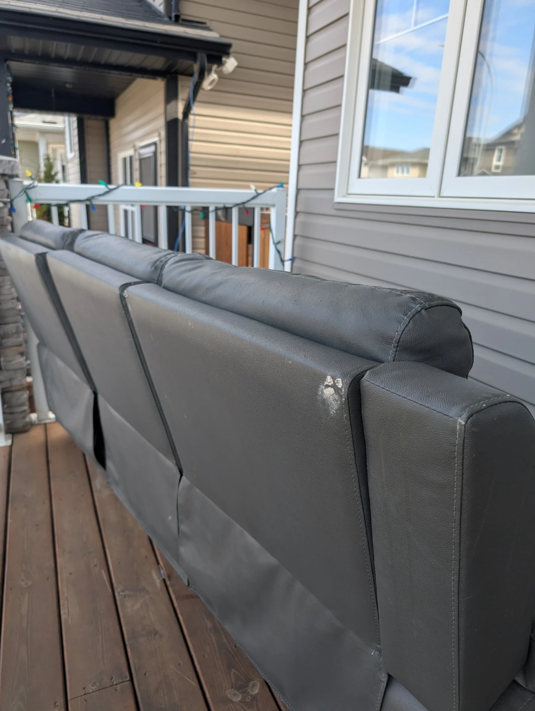 Grey Leather Sofa - Some Wear - photo 5