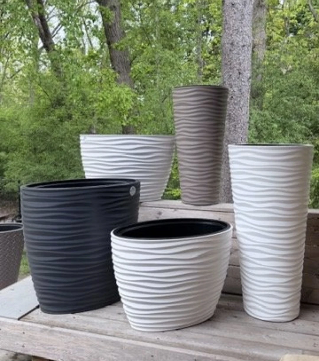 New outdoor Plastic Planters - Wave Design amazing prices