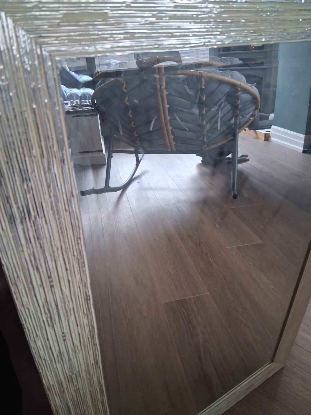 Silver Textured Frame Wall Mirror