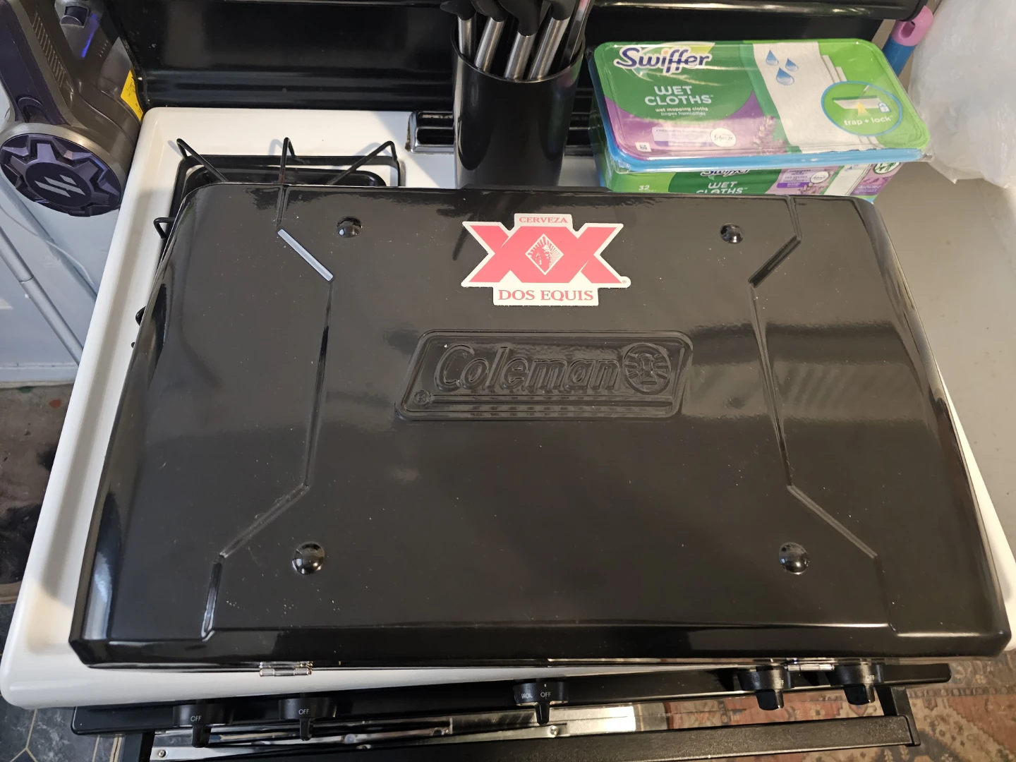 Coleman Triton series propane stove.