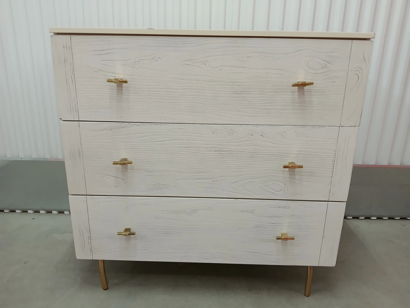3-Drawer White Wood Dresser with Gold Legs - photo 3