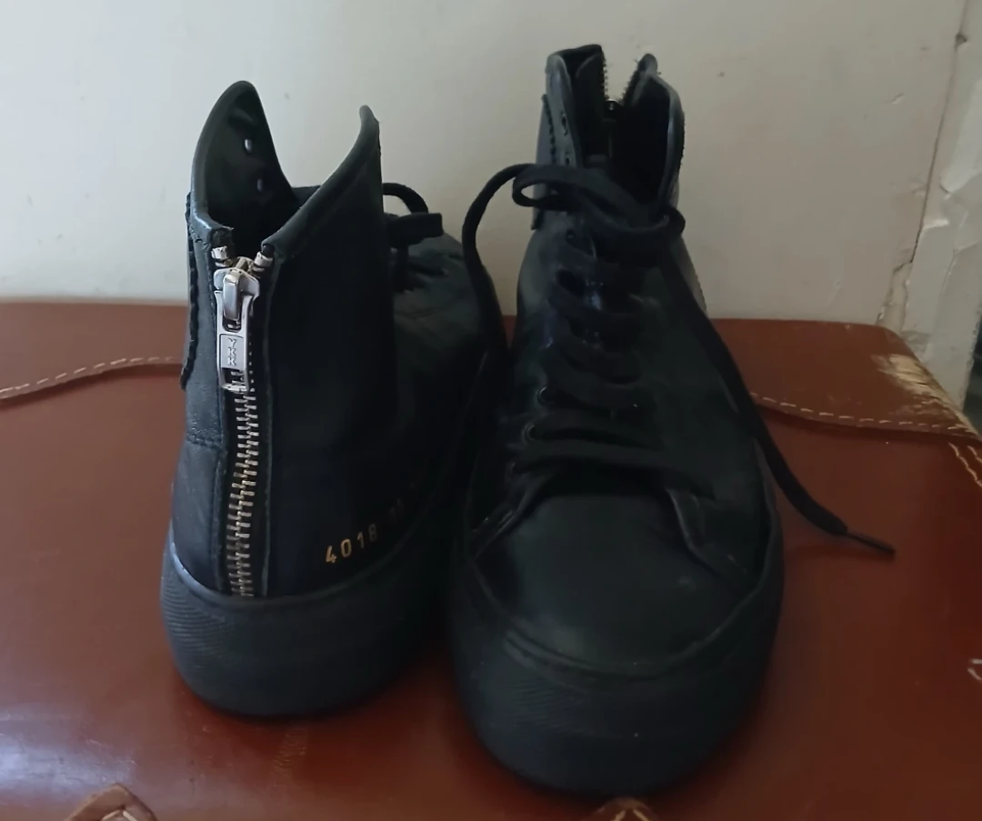 Common Projects Black Leather High-Top Sneakers