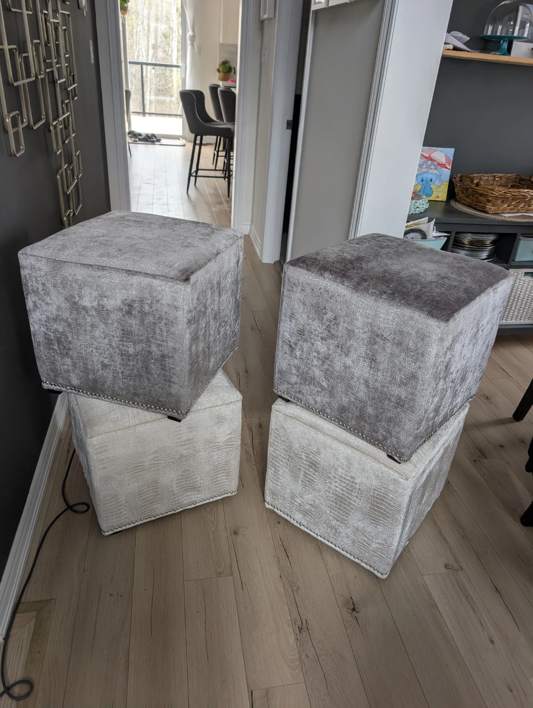 Set of 2 Cube Ottomans - only Ivory left - photo 2