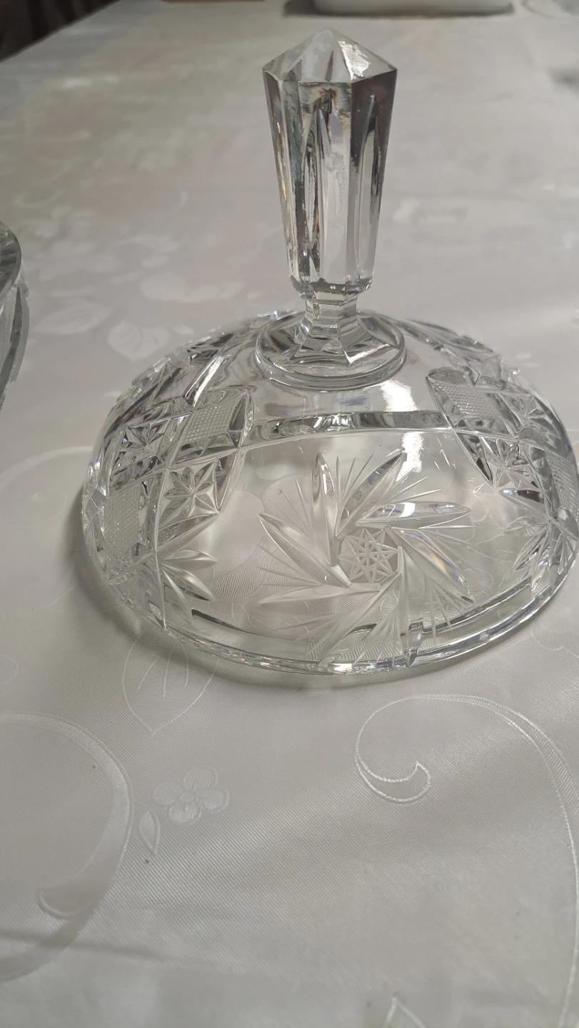 Big Vintage Crystal Candy Dish with Lid - photo 3
