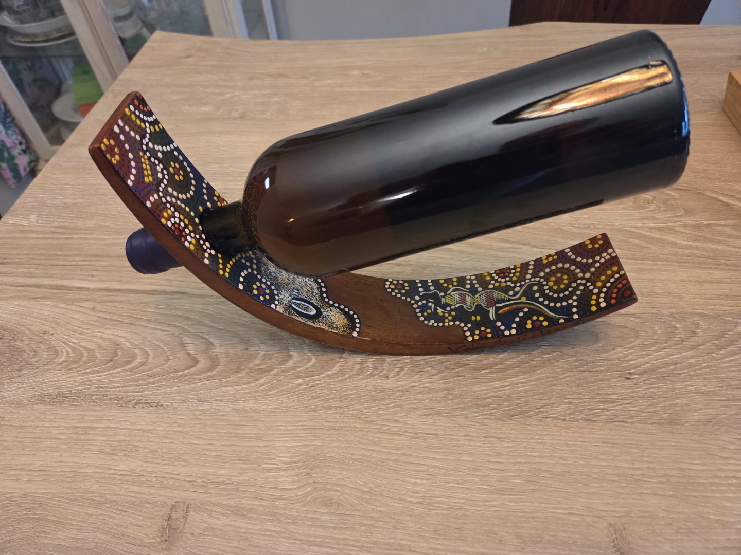 Hand-painted Wooden Wine Bottle Holder - photo 3