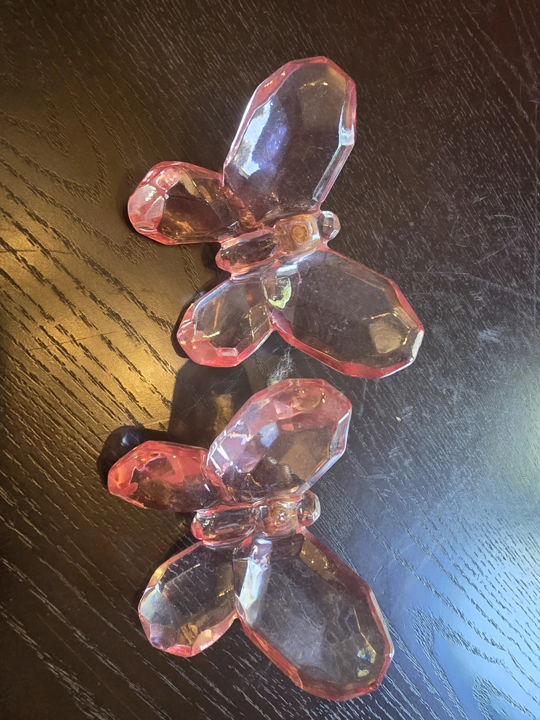 Pink Crystal Butterfly Drawer Finials - Set of 2
