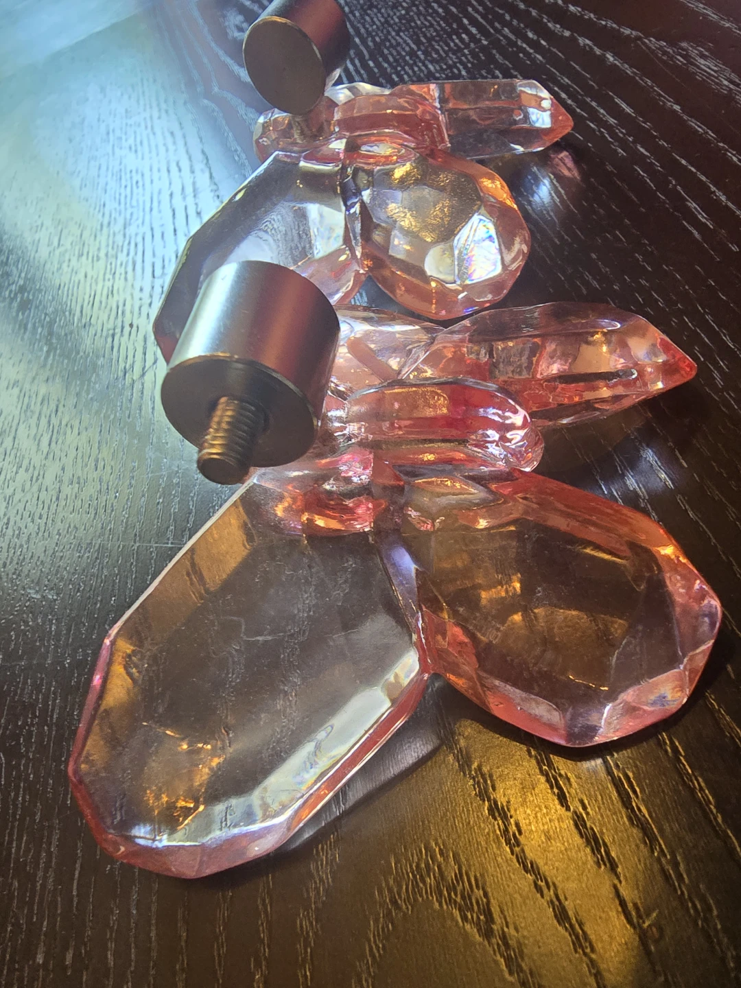 Pink Crystal Butterfly Drawer Finials - Set of 2 - photo 3