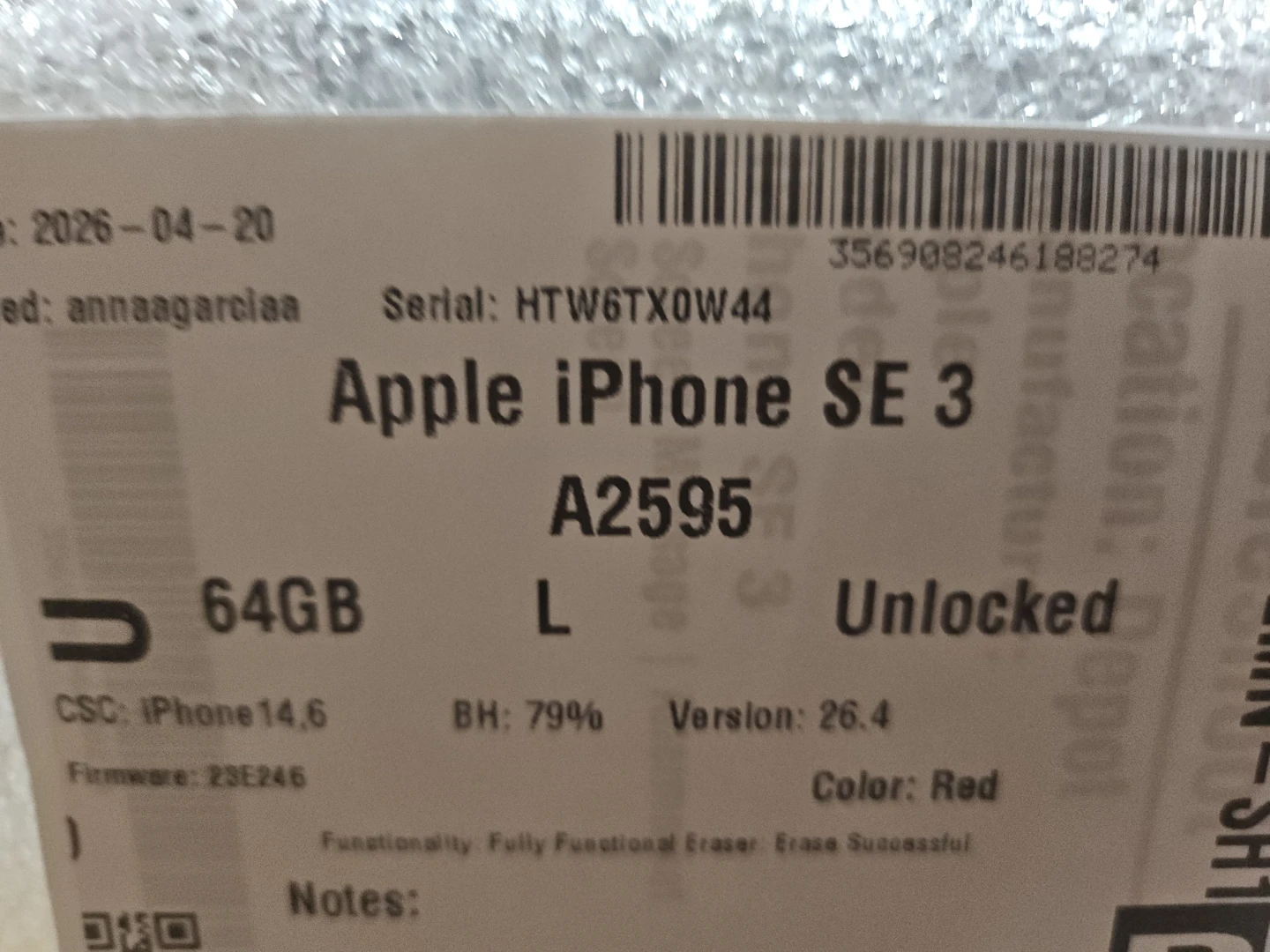 Apple iPhone SE 3 A2595 64GB Red Unlocked - photo 5