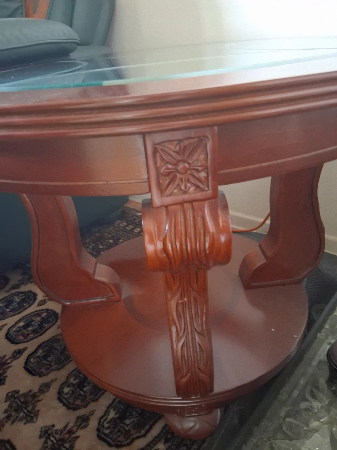 2 Round Wood and Glass Accent Tables - photo 2