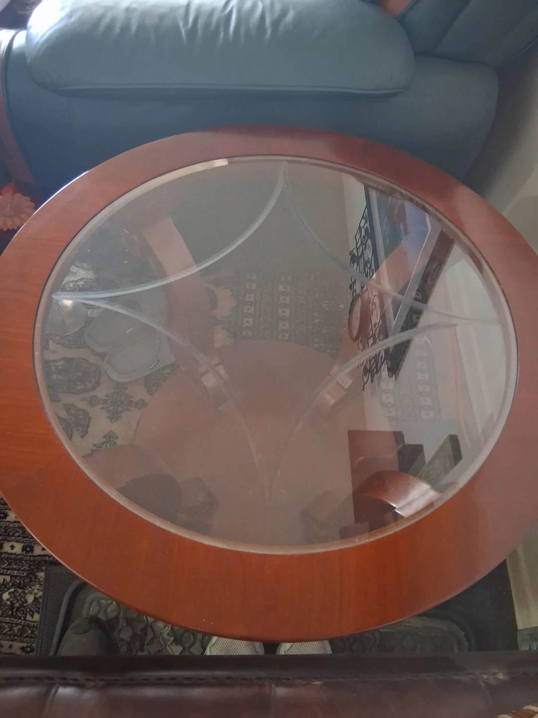 2 Round Wood and Glass Accent Tables - photo 4