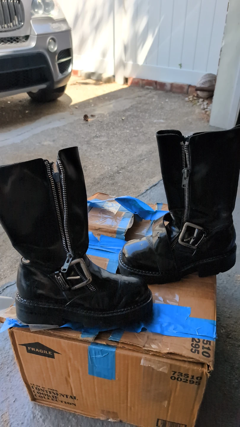 Black Buckle and Zipper Boots Size 7.5 M - photo 2