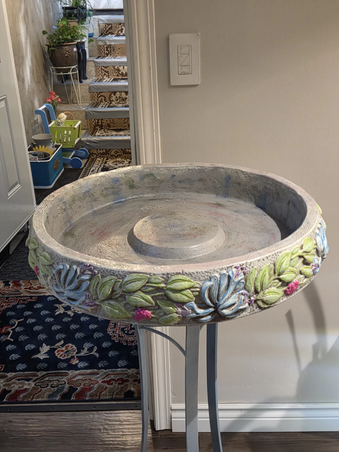 Concrete and steel birdbath. - photo 3