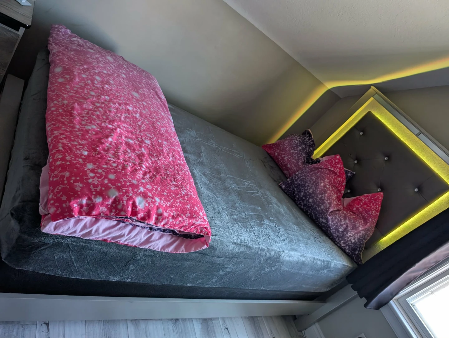 Twin Bed Frame with Headboard and Bedding