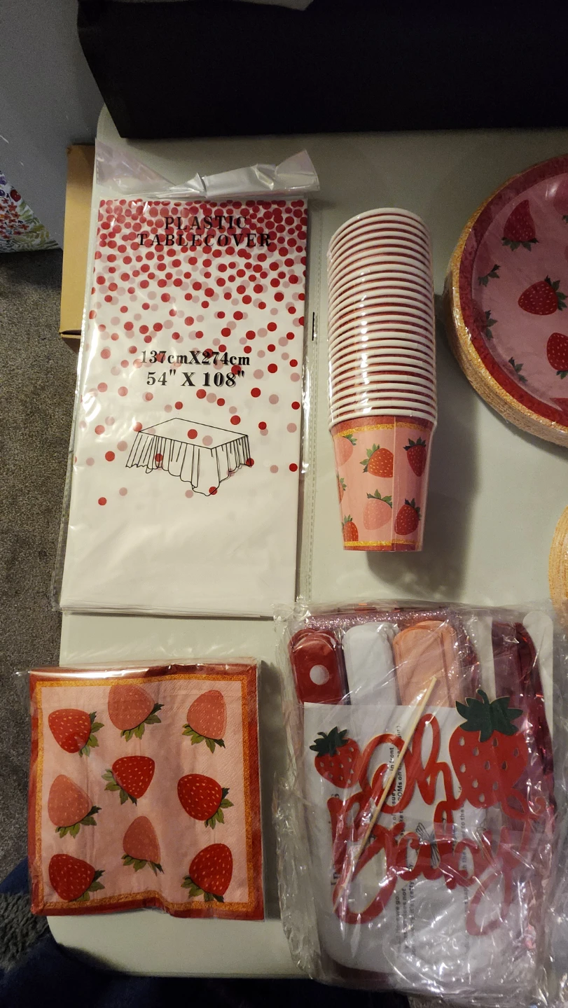 Strawberry "Berry Baby" Baby Shower Party Supplies Set - photo 5