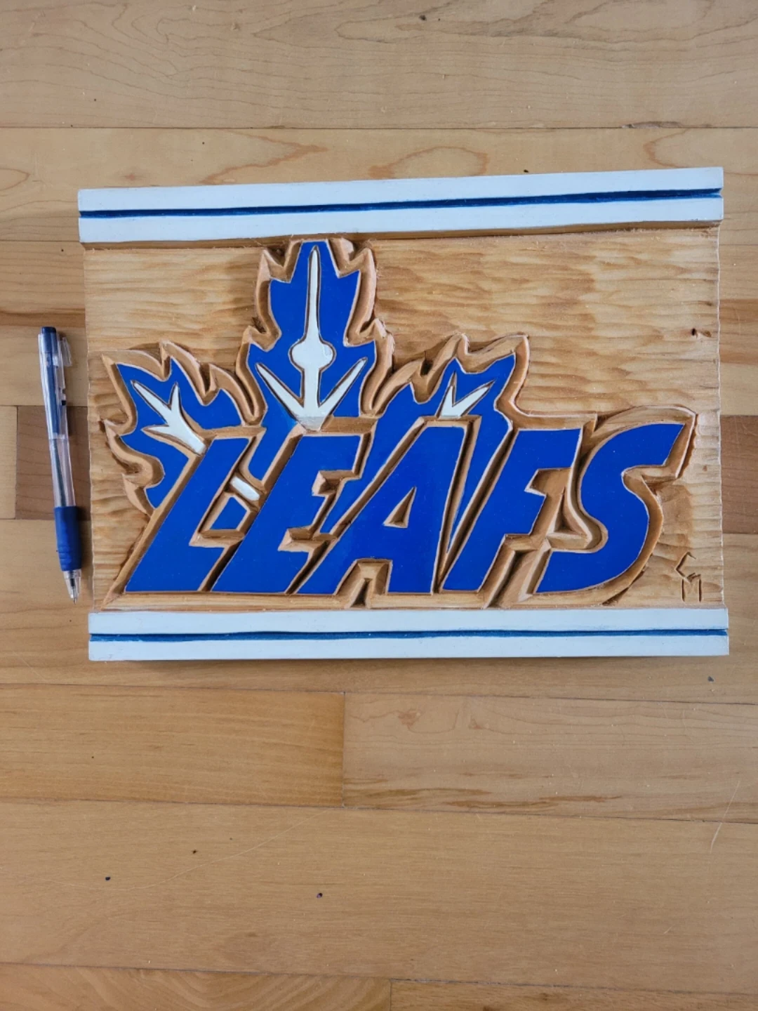 Toronto Maple Leafs Wood Carving Sign