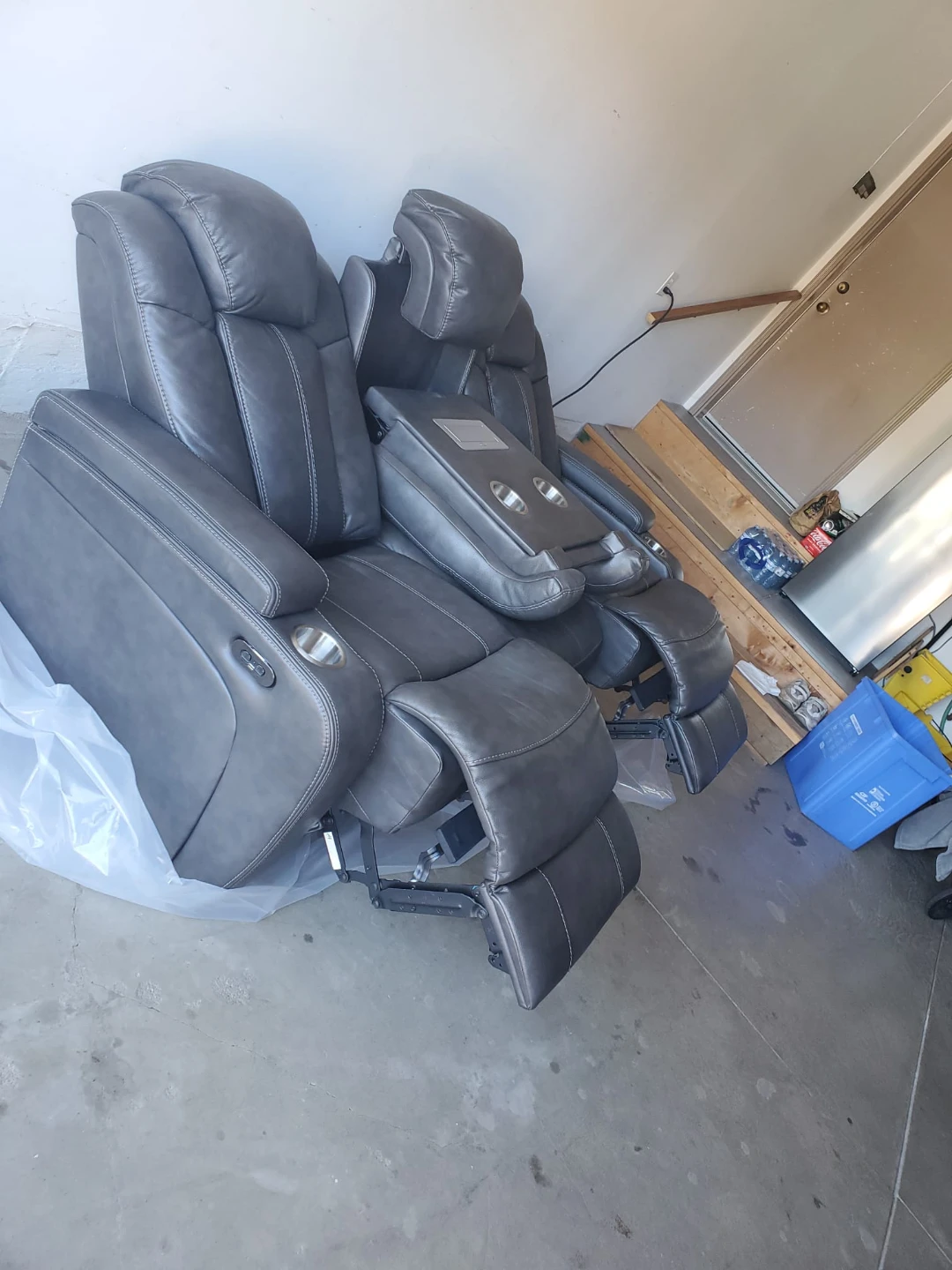 Grey 3-Seater Reclining Sofa with Cup Holders - photo 3