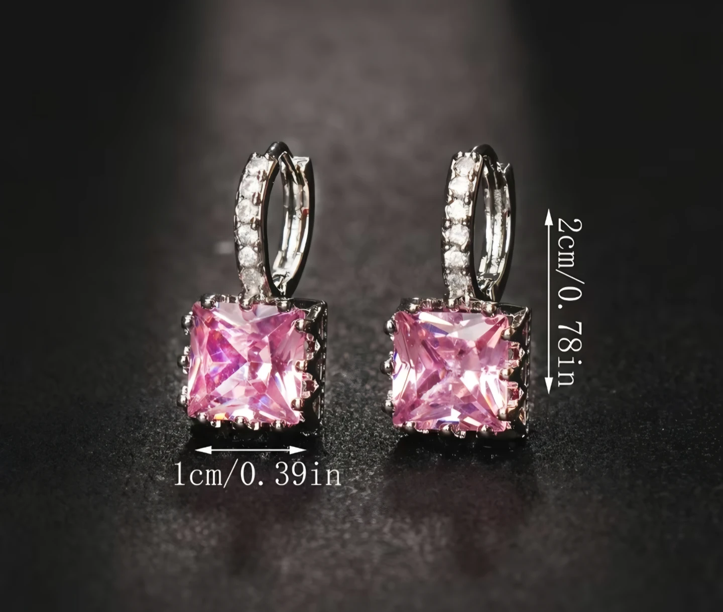 18K Gold Plated Pink Stone with Synthetic Cubic Zirconia Earring - photo 2