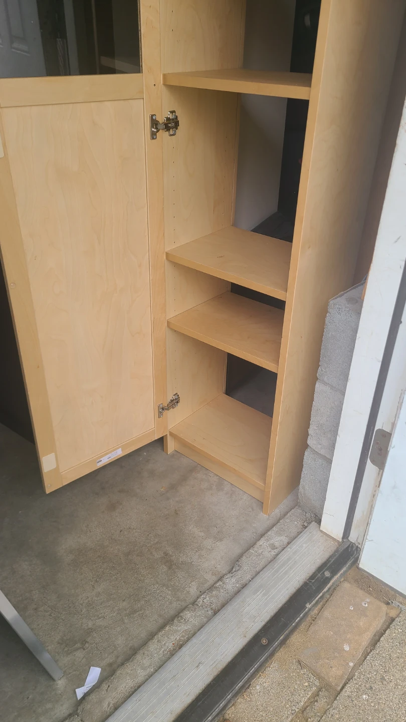 Tall wood storage cabinet with glass door - photo 5