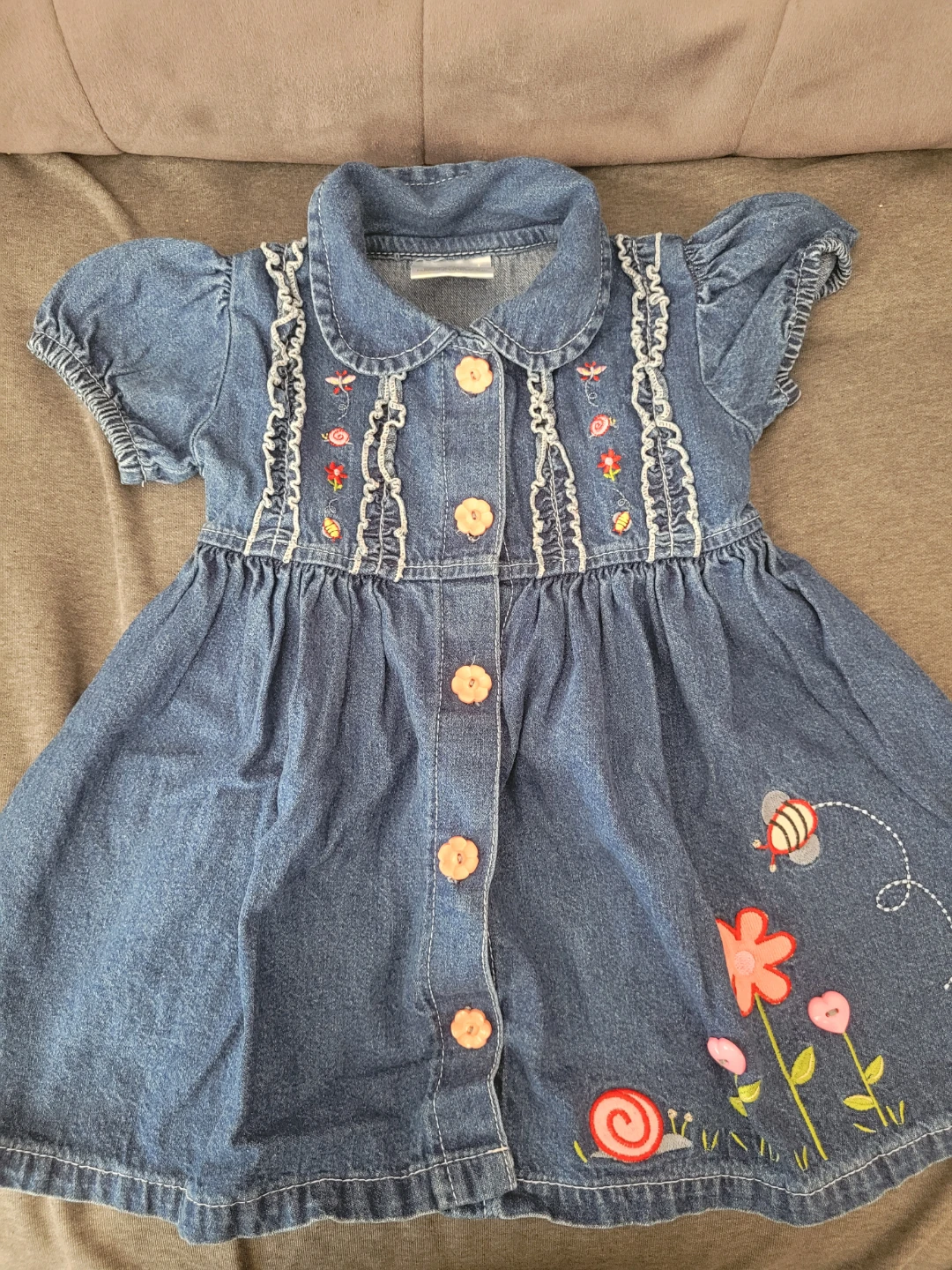 Kids Denim Dress with Embroidery - photo 2
