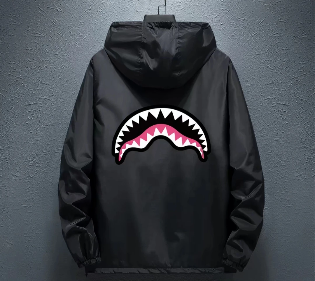 White Hooded Jacket with Shark Graphic - photo 2
