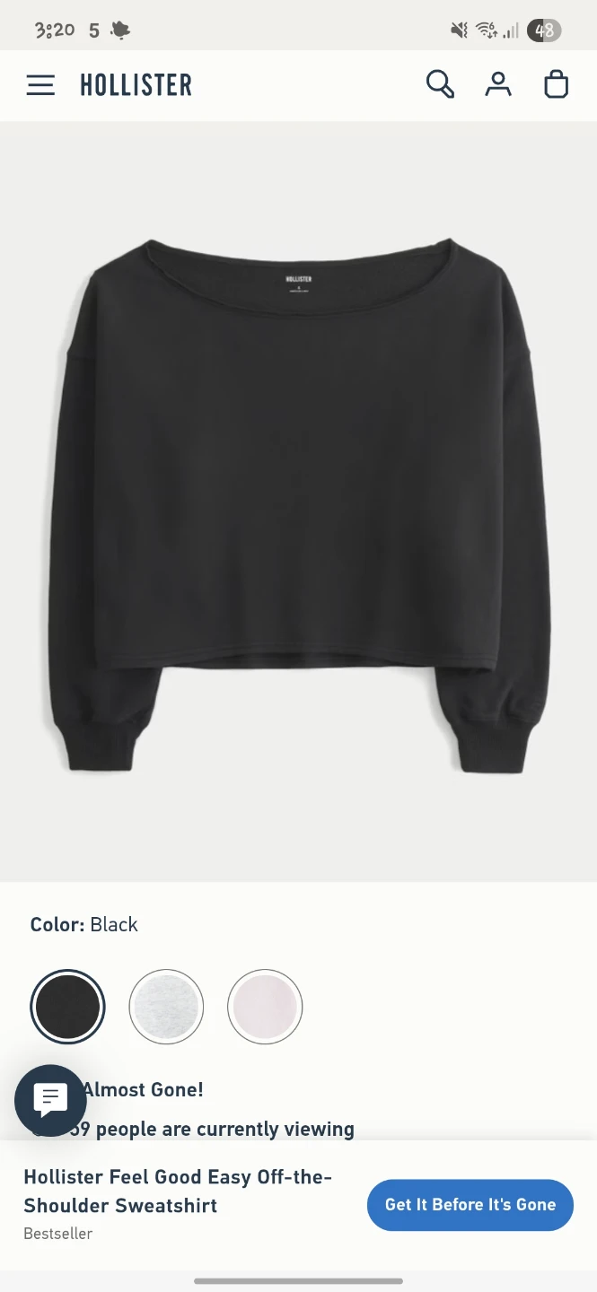 Hollister Off-Shoulder Sweatshirt - Black