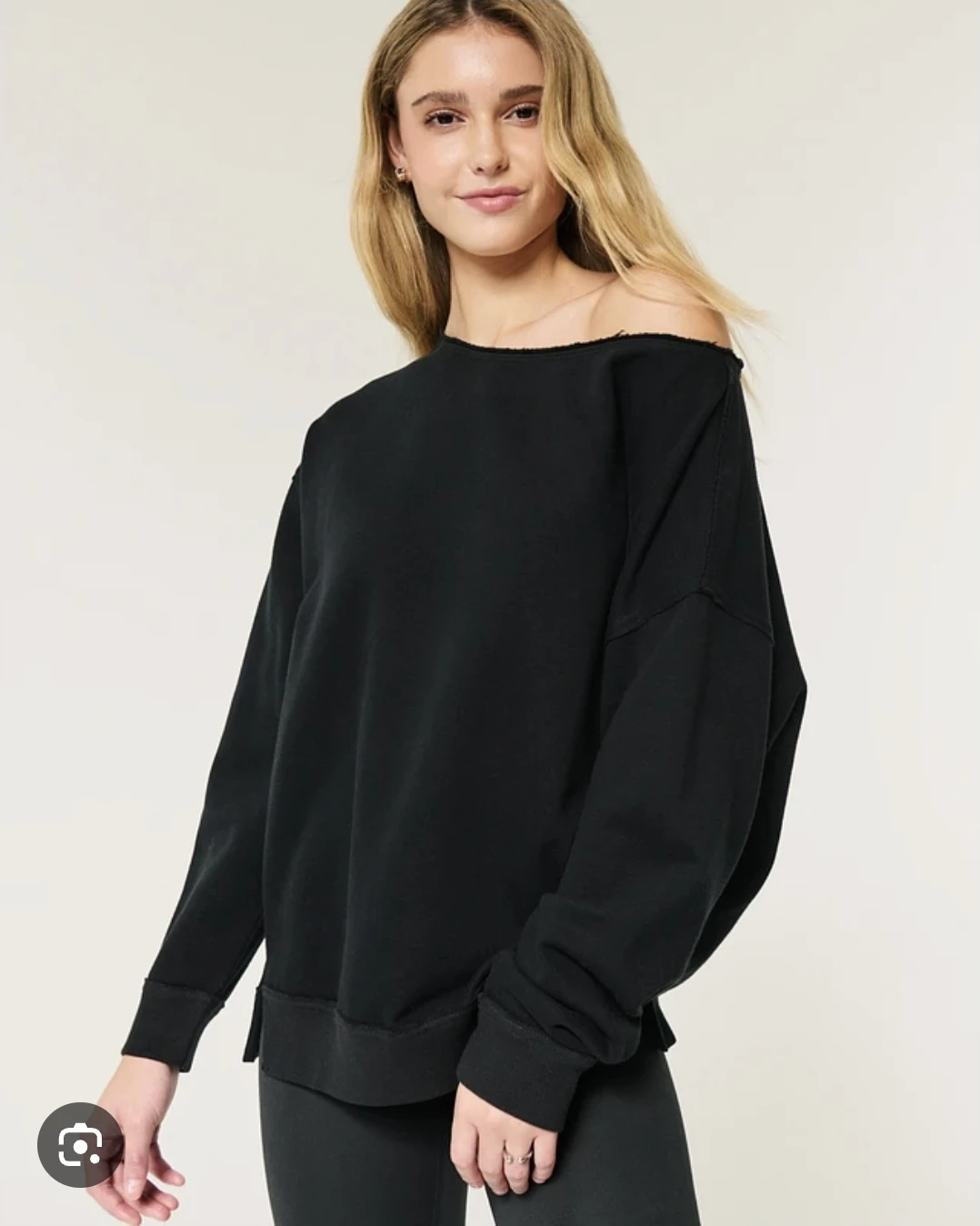Hollister Off-Shoulder Sweatshirt - Black - photo 2