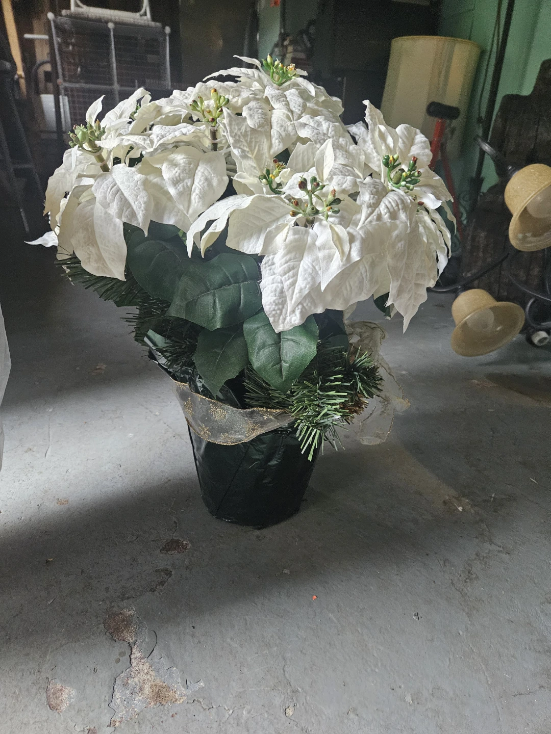 White Artificial Poinsettia Arrangement - photo 2