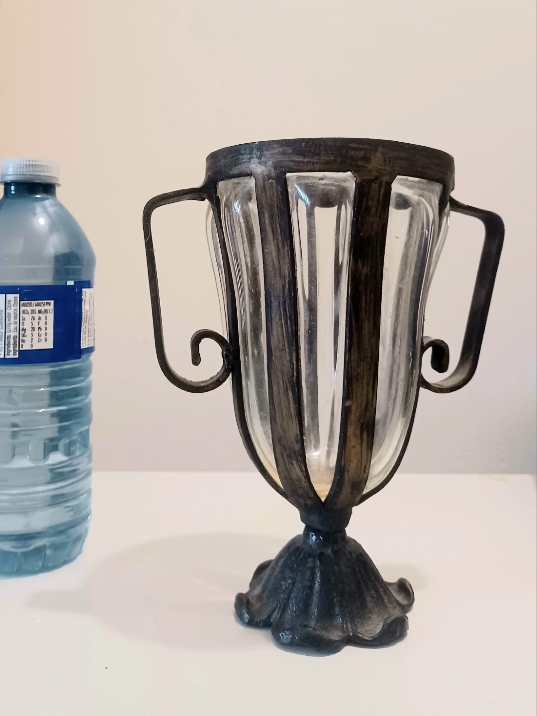 Vtg Hand Crafted Art  Nouveau Trophy-style Vase