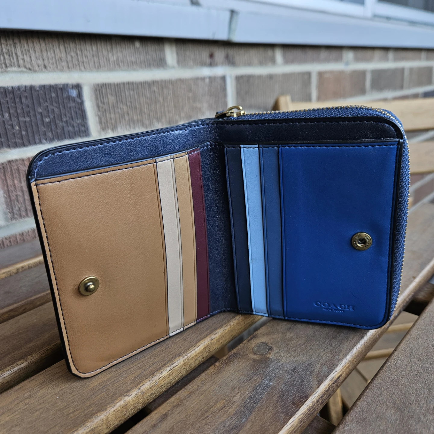 Coach Colorblock Zip Around Wallet