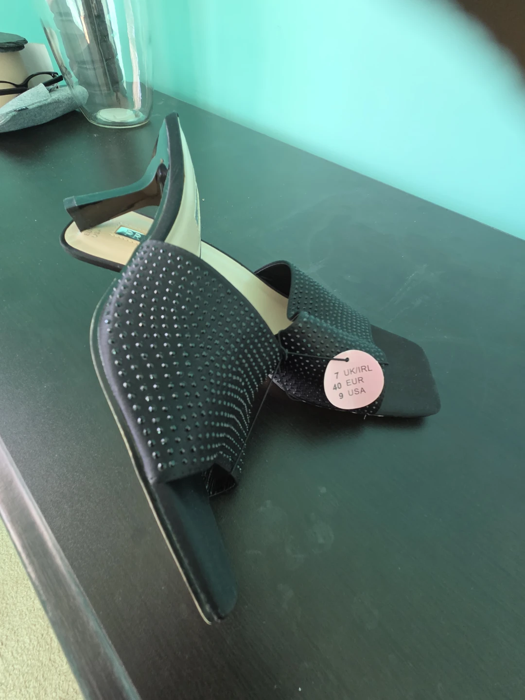 Black Studded Mule Heels - Size 7 UK/9 US